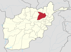 خريطة أفغانستان موضح عليها موقع بغلان.