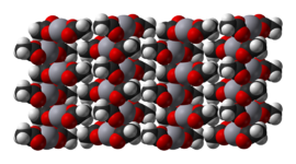 Space-filling model of part of the crystal structure of mercury(II) acetate