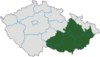 خريطة توضح امتداد موراڤيا ضمن الجمهورية التشيكية