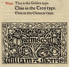 Kelmscott Press typefaces and colophon, 1897
