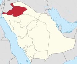 خريطة توضح حدود منطقة الجوف قبل التعديل في أكتوبر 2014