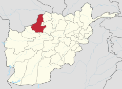 خريطة أفغانستان موضح عليها موقع ولاية فارياب.