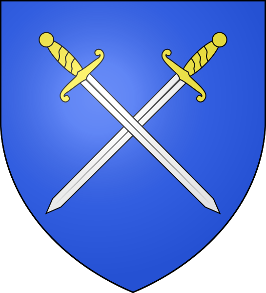 ملف:Blason-azur-2-épées-basses-argent-or-sautoir.svg