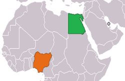 Map indicating locations of Egypt and Nigeria