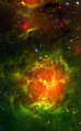 سديم تريفيد مشاهد عبر الأشعة تحت الحمراء بواسطة المرصد الفضائي سبيتزر
