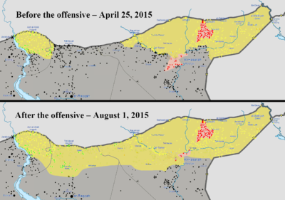 Map of the territory changes during the YPG-led Northern Syria offensive (2015)