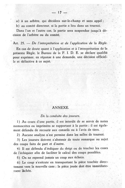 ملف:Règle du Jeu d'Échecs de la F.I.D.E. 1930.pdf
