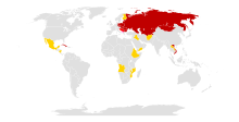 Map of Comecon member states as of November 1986 Comecon as of November 1986:   Members   Members that left the Warsaw Pact (Albania)   Associate members   Observers