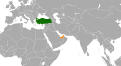 Map indicating locations of Turkey and United Arab Emirates