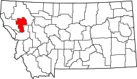 Map of Montana highlighting ليك