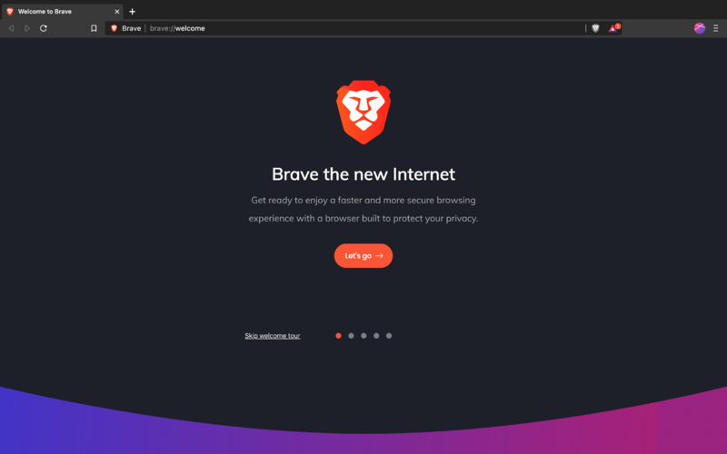ملف:Brave Browser Welcome Page.png