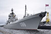 Kirov-class nuclear guided missile cruiser Pyotr Veliky, the largest and heaviest class of surface combatant warship in operation