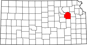 Map of Kansas highlighting Wabaunsee County