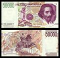 L.50,000 – obverse and reverse – 1992 (1984)