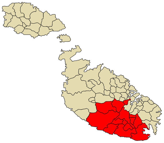 ملف:Southern Region Malta map.png