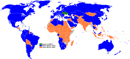 GNI per capita:   Ukraine (3 000 $)   Higher GNI per capita compared to Ukraine   Lower GNI per capita compared to Ukraine