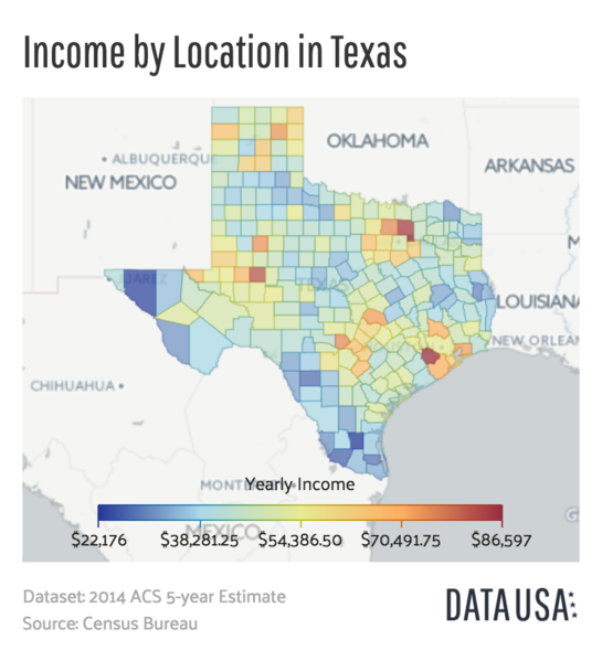 ملف:Geo Map of Income by Location in Texas (2014).png