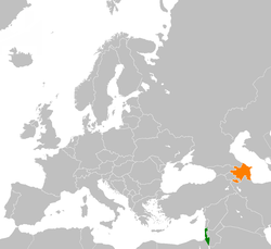 Map indicating locations of Israel and Azerbaijan