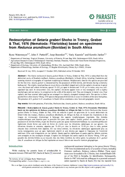 ملف:Parasite journal) 2013, 20, 43, Watermeyer, Setaria.pdf
