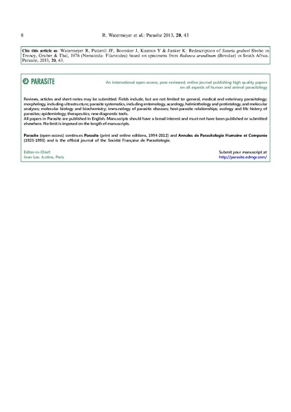 ملف:Parasite journal) 2013, 20, 43, Watermeyer, Setaria.pdf