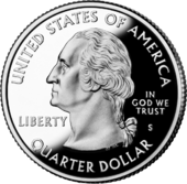 Washington is on the front of all U.S. quarter dollars
