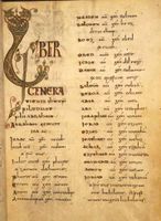 Carolingian version of Insular style—compare the "Liber generationis ..." above.