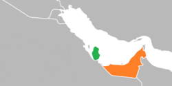Map indicating locations of قطر and الإمارات العربية المتحدة