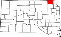 Map of South Dakota highlighting مارشال