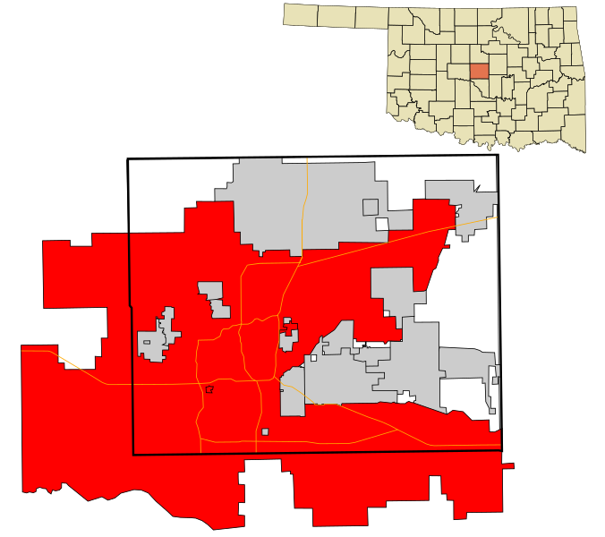 ملف:Oklahoma County Oklahoma Incorporated and Unincorporated areas Oklahoma City highlighted.svg