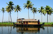A house boat on the backwaters near Alleppey in Kerala