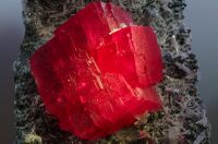 "The Searchlight," a large red rhodochrosite from Sweet Home Mine, Alma, Colorado, U.S.