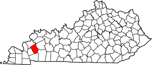 Map of Kentucky highlighting Caldwell County