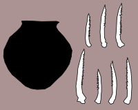 Carved catfish bones, and jar discovered in Maadi
