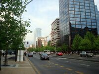 Apoquindo Avenue, the main avenue leading to the financial district.