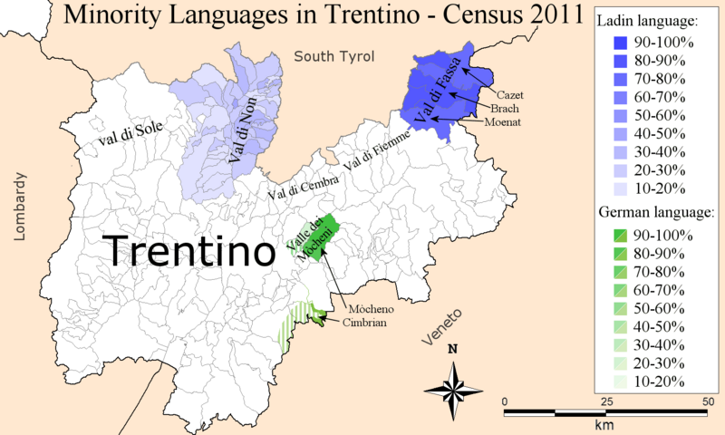 ملف:Language distribution Trentino 2011.png
