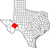 State map highlighting Pecos County