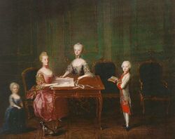 Left to right: Archduchess Maria Theresa, Archduchess Maria Carolina, Archduchess Maria Antonia and Archduke Maximilian, 1763