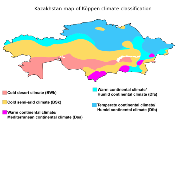 ملف:Kazakhstan map of Köppen climate classification.svg