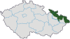 خريطة توضح امتداد سيلزيا التشيكية ضمن الجمهورية التشيكية