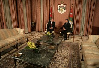 President George W. Bush and Jordan's King Abdullah II meet Wednesday, Nov. 29, 2006, at Raghadan Palace in Amman.jpg