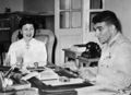 Egyptian feminist Doria Shafik (L) meets 08 August 1952 with Egyptian Chief Army Commander General Naguib in unlocated place. Doria Shafik (1908-1975), an Egyptian feminist, poet, publisher, and political activist, participated in one of her country's most explosive periods of social and political transformation. During the '40s she burst onto the public stage in Egypt, openly challenging every social, cultural, and legal barrier that she viewed as oppressive to the full equality of women. As the founder of the Daughters of the Nile Union in 1948, she catalyzed a movement that fought for suffrage and set up programs to combat illiteracy, provide economic opportunities for lower-class urban women, and raise the consciousness of middle-class university students. AFP/Getty Images