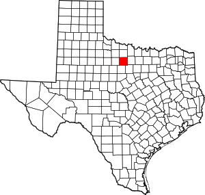 Map of Texas highlighting Young County