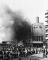 iew of the Rivoli Cinema, in Cairo, Egypt, Jan. 26, 1952, as it was burns during the rioting. A large crowd watches as firemen attempt to extinguish the blaze. (AP Photo)