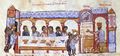 Emperor Basil I hosts a banquet for the senators (Fol. 105v, top)