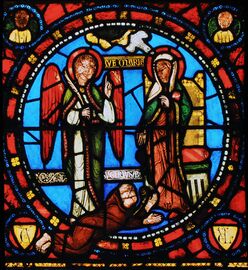 نافذة زجاج معشق في بازيليكا سان دني (1130-1140)، ملونة بأزرق الكوبالت