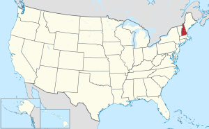 خريطة الولايات المتحدة، موضح فيها New Hampshire