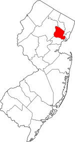 Map of New Jersey highlighting Essex County
