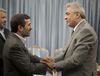الرئيس الإيراني أحمد نجاد ووزير النفط العراقي عبد الكريم اللويبي في طهران