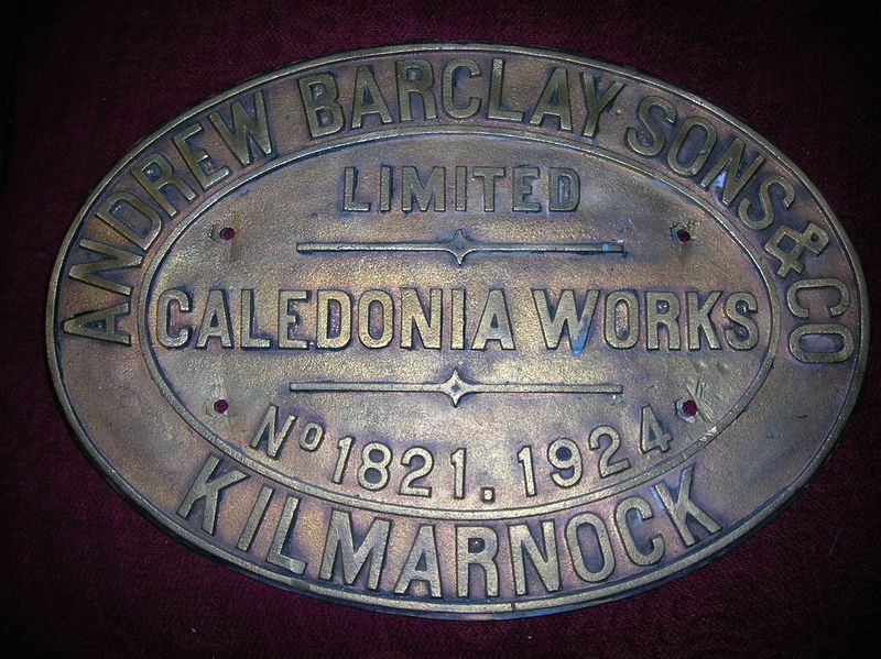 ملف:Andrew Barclay locomotive plaque.JPG