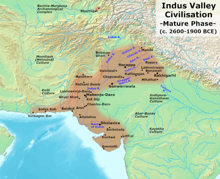 ملف:Indus Valley Civilization, Mature Phase (2600-1900 BCE).png